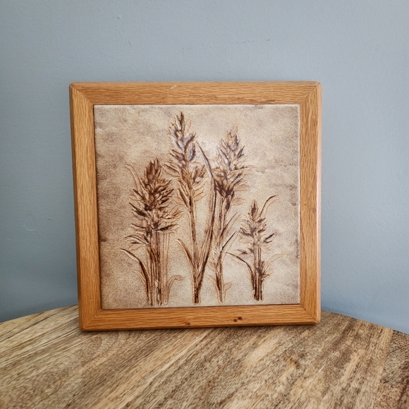 The House of Fine Woods Other - Rustic Vintage Wooden Framed Wheat Artwork Trivet or Wall Hanging